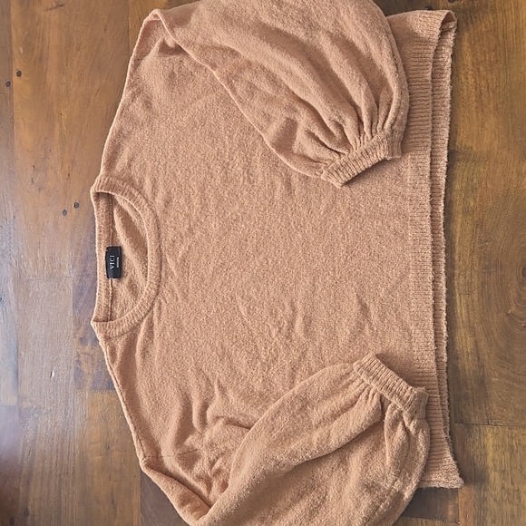 Vici Light Orange Brown Balloon Sleeve Crop Sweater Size Medium - Picture 9 of 9